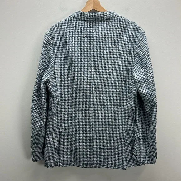 Canali Houndstooth Shacket Blue Sport Coat Blazer Linen Cotton Wool IT 50 US 40 - Picture 8 of 13